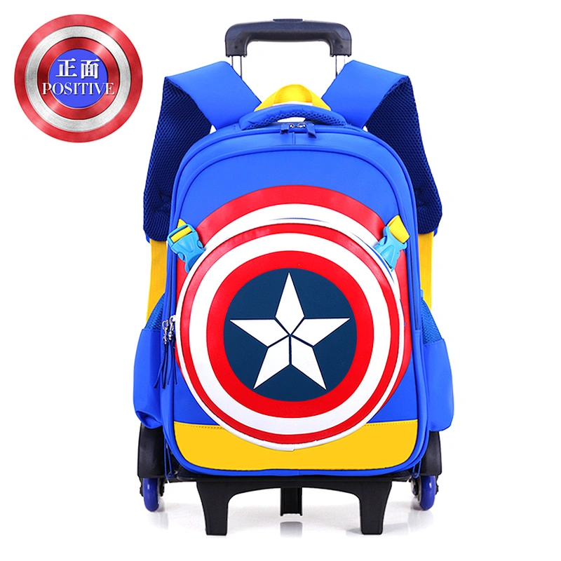Eminent wheeled primary student captain america backpack school trolley bags for boys