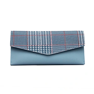 PU Leather Long Lacquered Clutch Bag Fashion Plaid Wallet Korean Purses