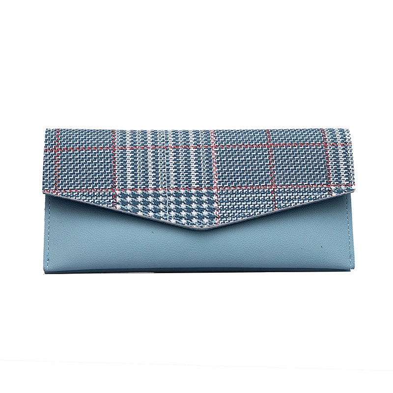 PU Leather Long Lacquered Clutch Bag Fashion Plaid Wallet Korean Purses