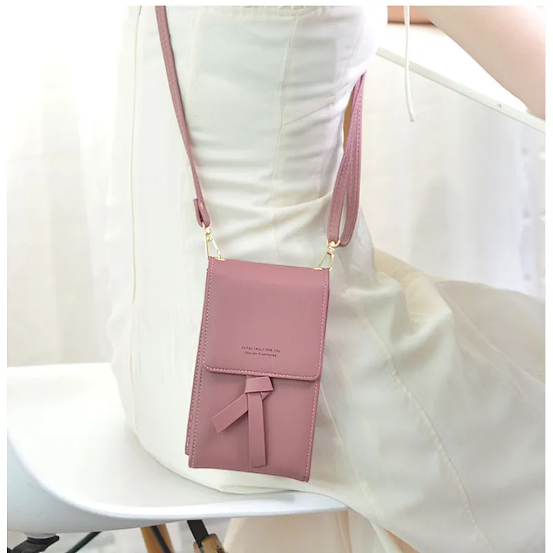 2019 new mobile phone bag with strap crossbody women pu leather shoulder bag