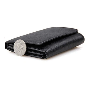 Handmade Natural Grain Texture Real Leather European Style Muti Card Holder RFID Blocking Trifold Wallet