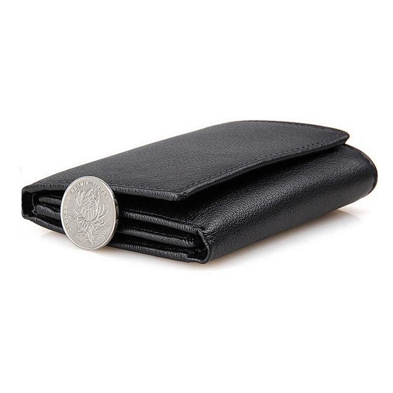 Handmade Natural Grain Texture Real Leather European Style Muti Card Holder RFID Blocking Trifold Wallet