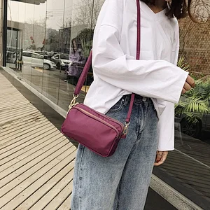 2019 new style Women nylon  Medium Multi Pockets bamboo  purse Trendy Cross body Messenger Shoulder bag