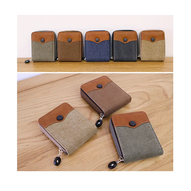 OEM designer funky trend smart custom logo new mini male canvas hand zip wallet