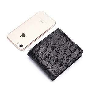 Stone Pattern Handmade Men's Business Card Holder Simple Leather Wallets