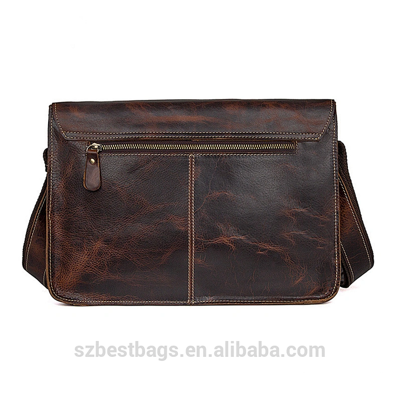 Factory Custom Real Leather Retro Men's Messenger Bags Business Briefcase
