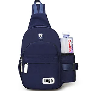 Unisex polyester messenger shoulder bag with water bottle holder