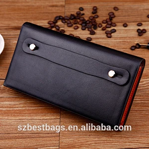 Gioss mens long genuine leather wallet bag zipper pocket
