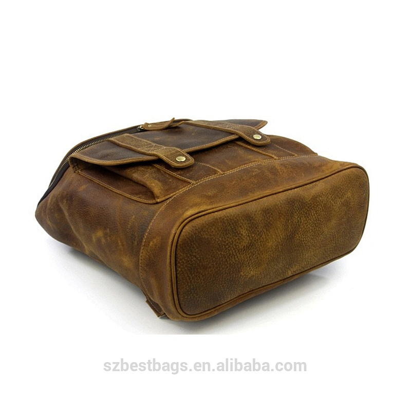 Classic Laptop Backpack Full-Grain Cowhide Leather Rucksack Travel Backpacks