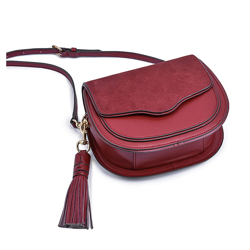 Stylish Ladies Shoulder bags Cross Body Purse Cowhide Genuine Leather Handbag with Tassel
