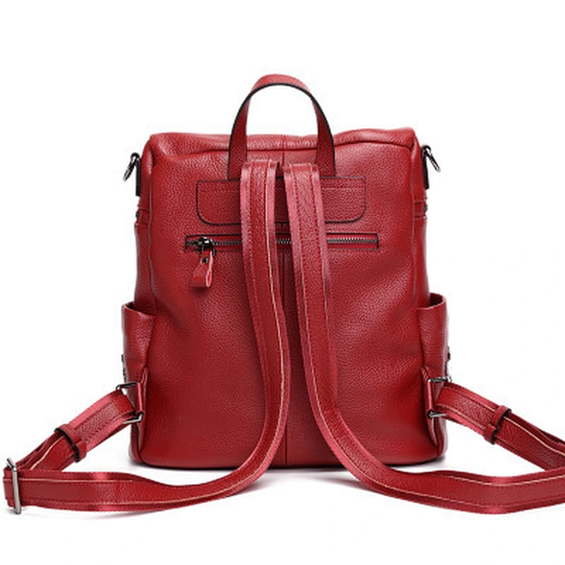 Genuine Leather Travel Bag For Women Fashion Ladies Backpacks Ladies School Bag