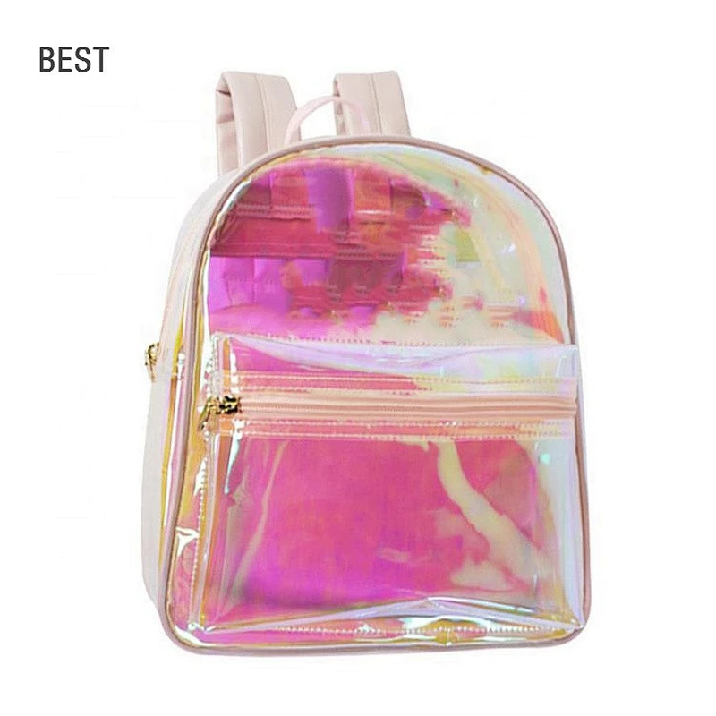 custom fashion school bag pvc hologram backpack
