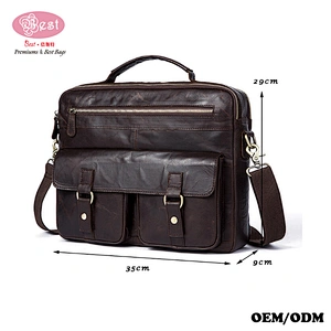 Wholesale Leather Laptop Messenger Bag Office Briefcase College Bag