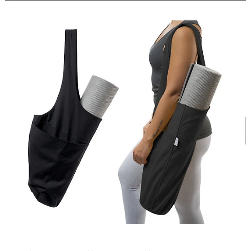 Durable Custom Large Capacity Printed Canvas Sling Yoga Mat Bags For Large Yoga Mats