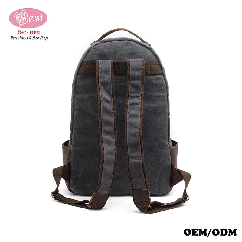 Trendy Waxed Canvas Leisure Men Shoulders Bag Traveling Backpack School Backpack