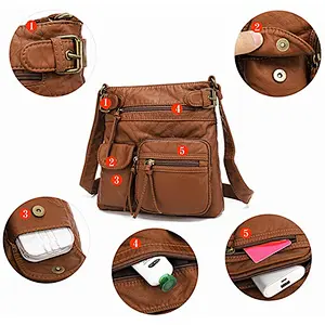 2019 trendy soft leather crossbody bag  sling bag waterproof multiple purse messenger bags
