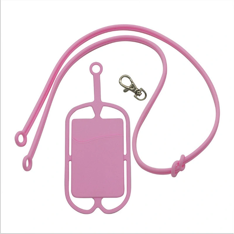 Custom Universal Silicone Neck Strap Phone Card Holder with Lanyard