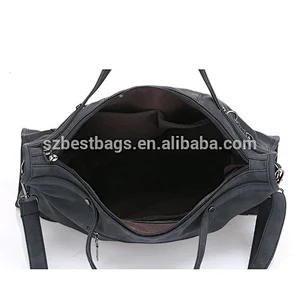 Punk Motorcycle Rivet Studded Tassel Slouchy Nubuck Pu Leather Top Handle Hobo Bag Women Handbag