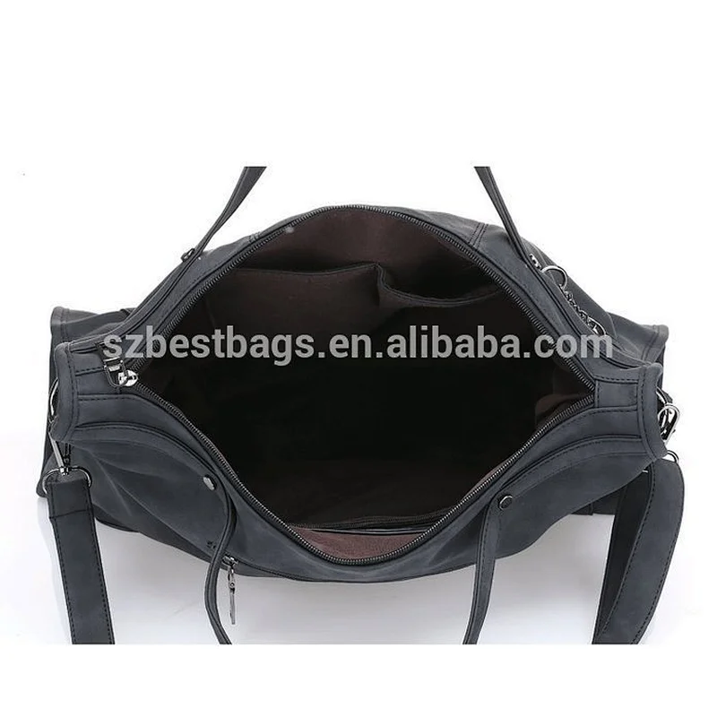 Punk Motorcycle Rivet Studded Tassel Slouchy Nubuck Pu Leather Top Handle Hobo Bag Women Handbag