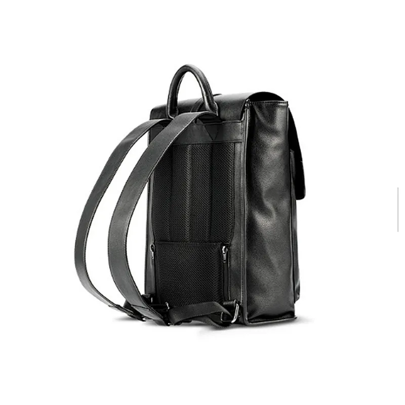 Korea famous brand 25l black school bag pu leather backpack with cooler compartment