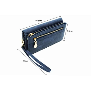 Big Capacity Fashion Women Wallets Long Dull Polish PU Leather cell phone Double Zipper Clutch Coin Purse Ladies Wristlet