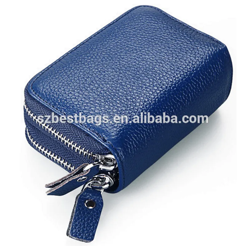 RFID Blocking Genuine Leather card wallet with multiple card slots money pocket