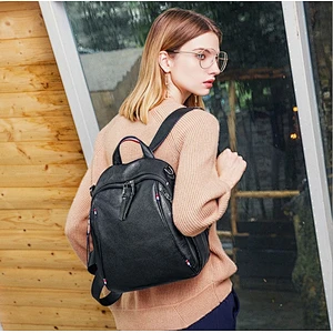 Multi-funtion Women's Leisure Travelling Backpack PU Leather School Book Bags Lady Backbags