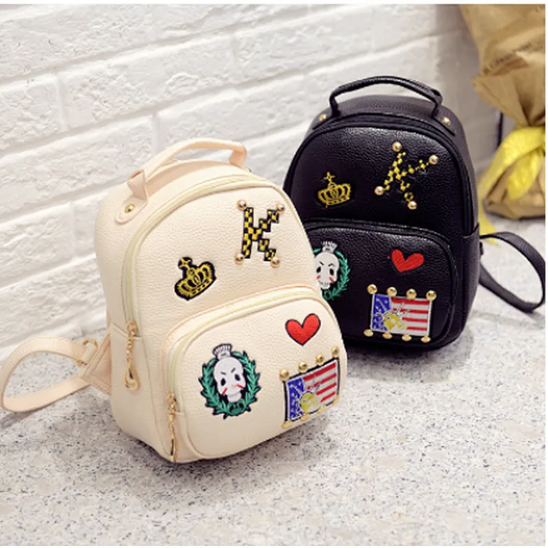 Stylish unique teen girl black backpacks schoolbag for high school girls