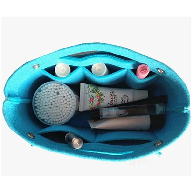 Multi Pocket Felt Cosmetic Bag Fashion Women Handbag Felt Purse Insert Organizer