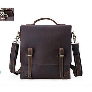 Promotional waterproof Genuine Leather men rivet shoulder messenger bag mens Business travel working gift daily