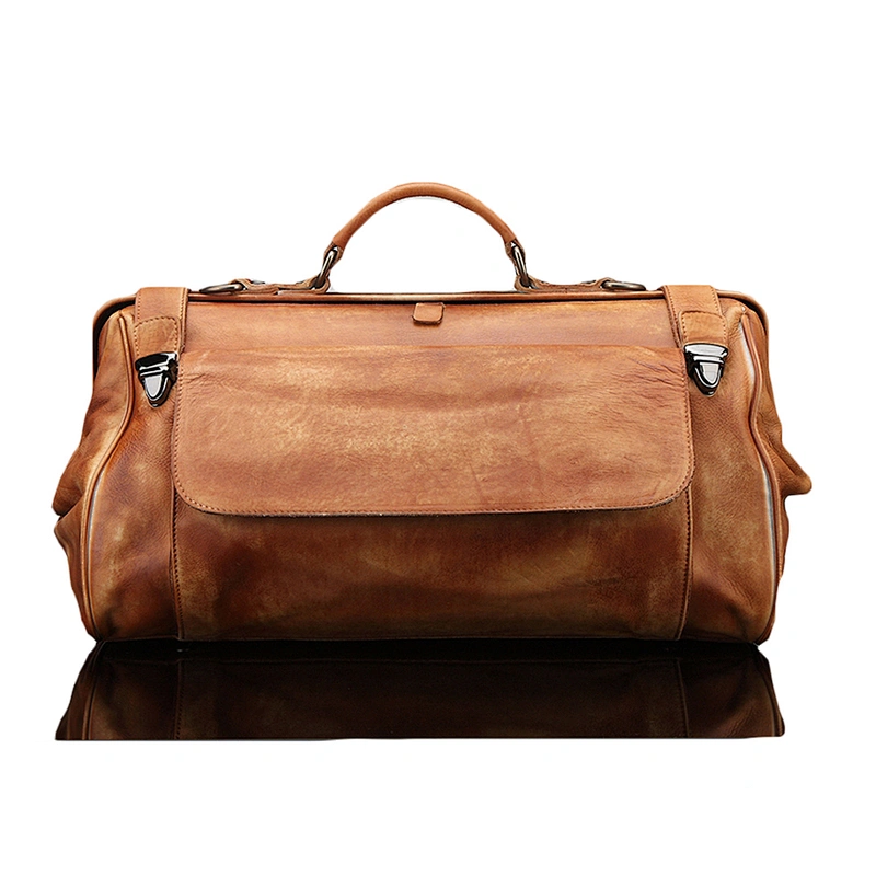 European tan leather duffel bag Travel Duffle Weekender