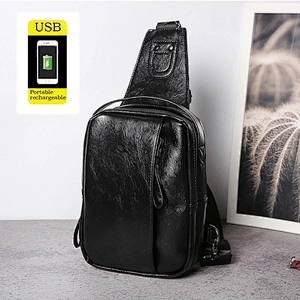 High Quality leisure business PU leather waterproof Single Shoulder Cross Body Bag chest bag for men
