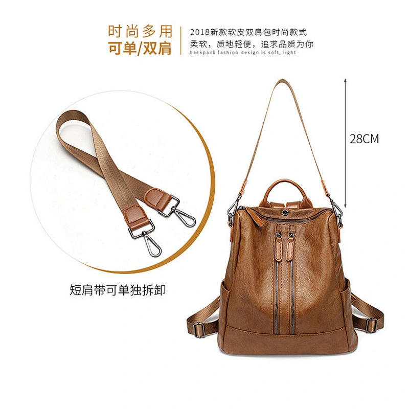 Wholesale fashion casual detachable folding large capacity cowhide backpack for travel or school