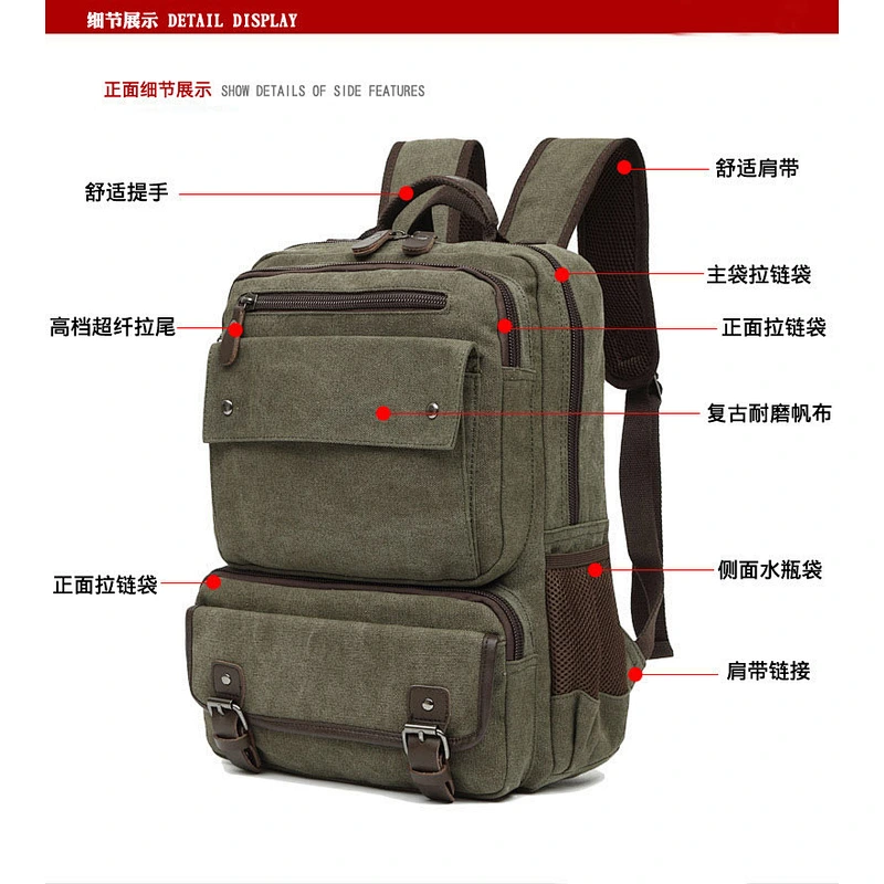 New waterproof durable big capacity  canvas shoulder backpack outdoor business bag for men for travel or office