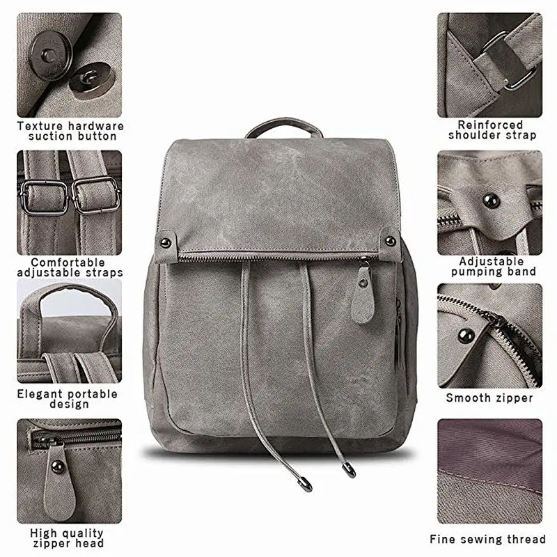 Factory Price High Quality Ladies Leather  Backpack With Handbag For School Student