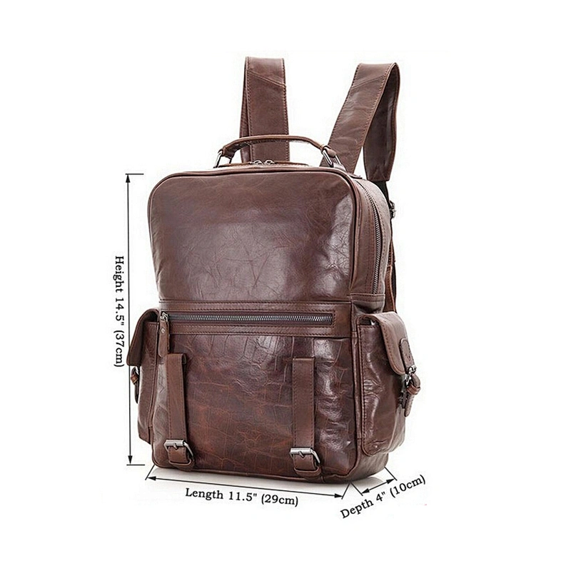 Outdoor Rucksake Premium Vintage Leather Dailay Leisure Backpack Men Laptop Travel Backpack