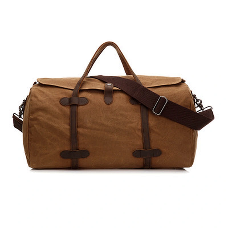 Large Capacity Waterproof Duffel Bag Detachable Adjustable Shoulder Strap Vintage Waxed Canvas Travel Bag