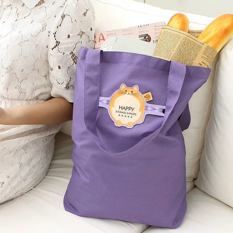 Funny colored expandable nylon foldable reusable t-shirt shopping bags with logo