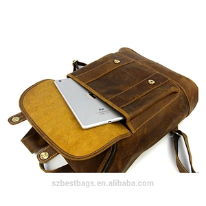 Classic Laptop Backpack Full-Grain Cowhide Leather Rucksack Travel Backpacks