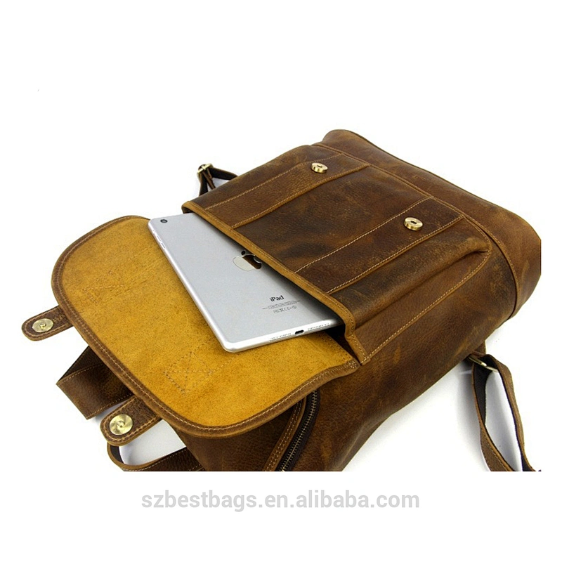 Classic Laptop Backpack Full-Grain Cowhide Leather Rucksack Travel Backpacks