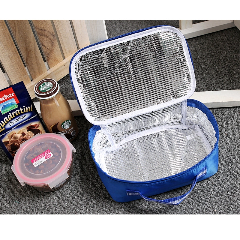 School blue polyester lunch bag for kids