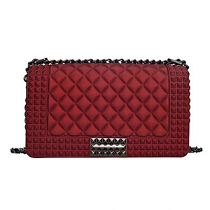 2019 fashion hot style Classic Shopping Street Silicone Jelly Quilted Crossbody Bag Girls Side Purse Clutch with Chain