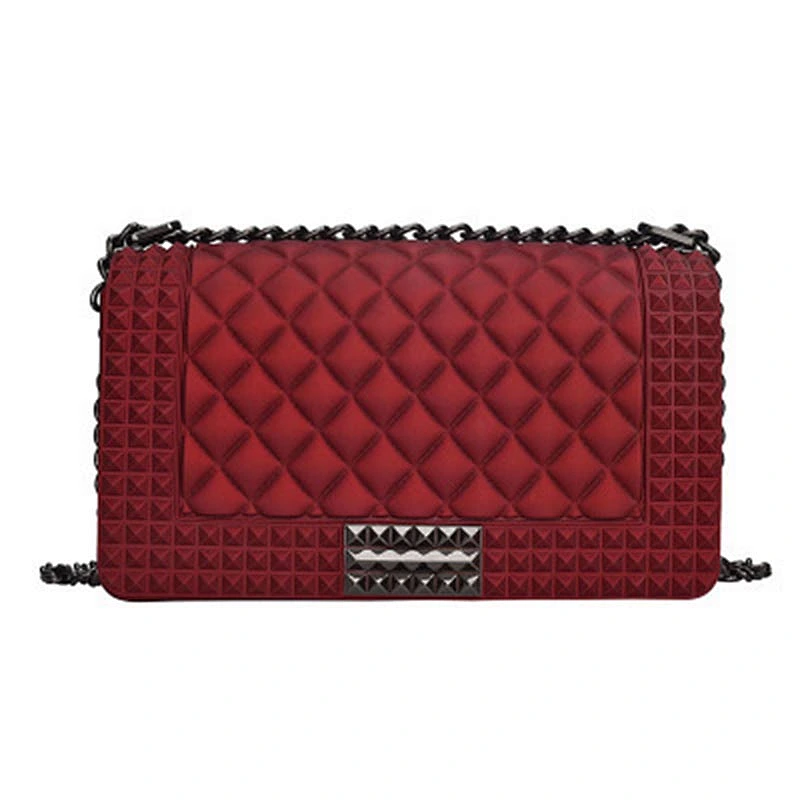 2019 fashion hot style Classic Shopping Street Silicone Jelly Quilted Crossbody Bag Girls Side Purse Clutch with Chain