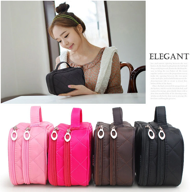 2020 new trend lightweight simple waterproof Nylon double zipper makeup cosmetics for women for travel