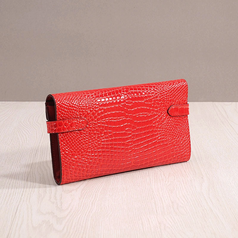 New Fashion Style Genuine Leather Handbags Ladies Purse Crocodile Pattern Clutch Wallet