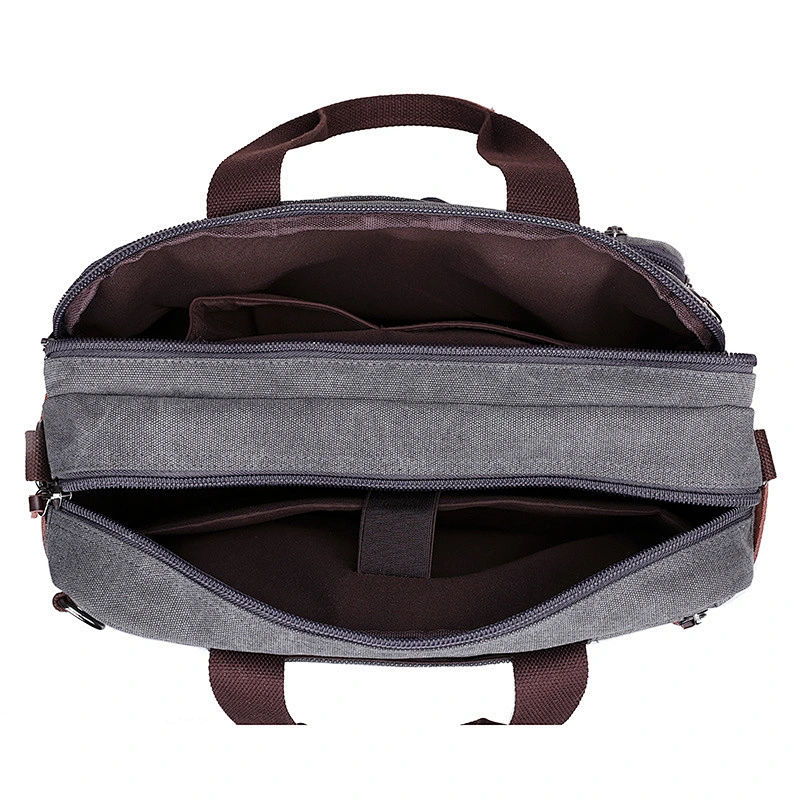 2019 17inches  men leather Laptop Backpack  rucksack Waterproof messenger travel School canvas Shoulder Bag