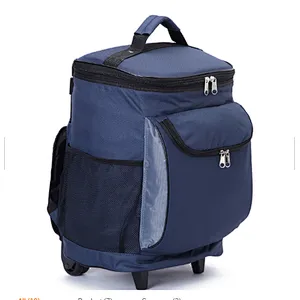 Custom Wheeled Trolley Rolling Beach Hiking Insulated Cooler Backpack Bag With Wheels