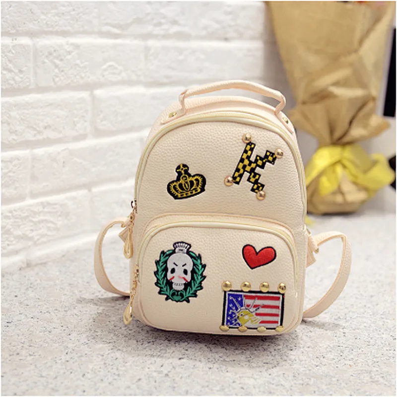 Stylish vintage unique teen girl black backpacks schoolbag for high school girls