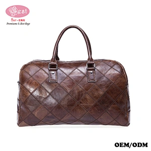 Genuine Leather Shoulder Handbag Weekend Bag Travel Tote Duffle Bag