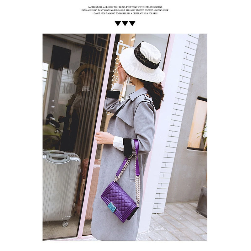 2019 New Design PVC Ladies Crossbody Bag Lattice Candy Color Jelly Bag with Adjustable Shoulder Strap
